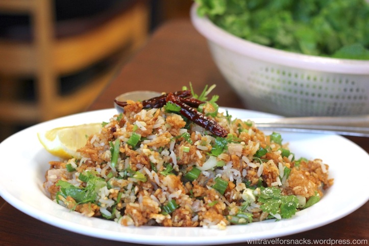 Nam kao (Lao crispy fried rice ball salad) at Vientian Cafe